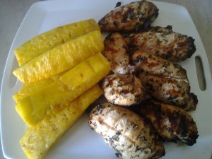 Fresh Herb Grilled Chicken and Warm Cinnamon Honey Butter Pineapple