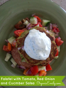 Falafel with Tomato, Red Onion and Cucumber Salsa