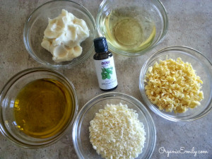 Ingredients for Peppermint Lip Balm