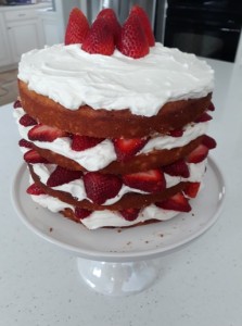 Easter Lemon Cake with Whipped Lemon Cheese Cream and Strawberries