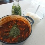 Zucchini and Sweet Potato Curry with Mint Cilantro Chutney